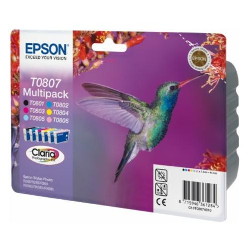 Epson Bläckpatron svart / cyan / magenta / gul / cyan foto / magenta foto (C13T08074011 / T0807) (multipack)