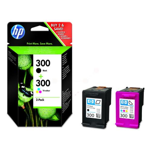 HP Bläckpatron svart / färg (CN637EE / 300) (Tvåpack, multipack)