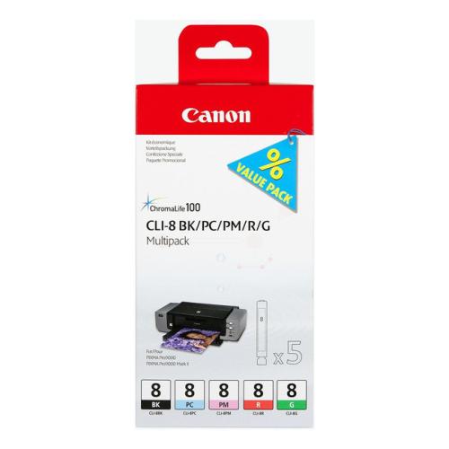 Canon Bläckpatron svart / cyan foto / magenta foto / röd / grön (0620B027 / CLI8) (multipack)