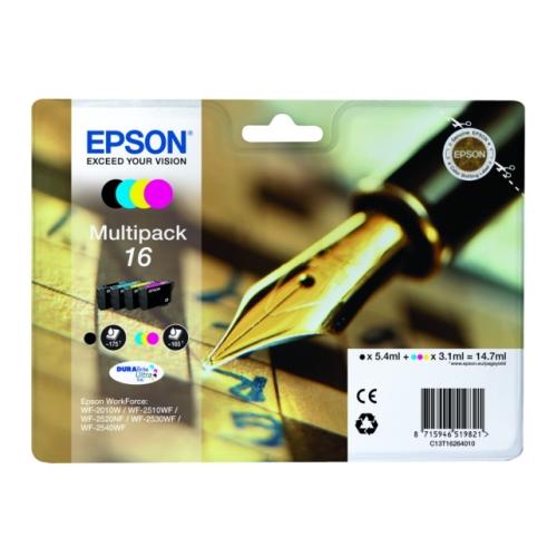 Epson Bläckpatron svart / cyan / magenta / gul (C13T16264010 / 16) (multipack)