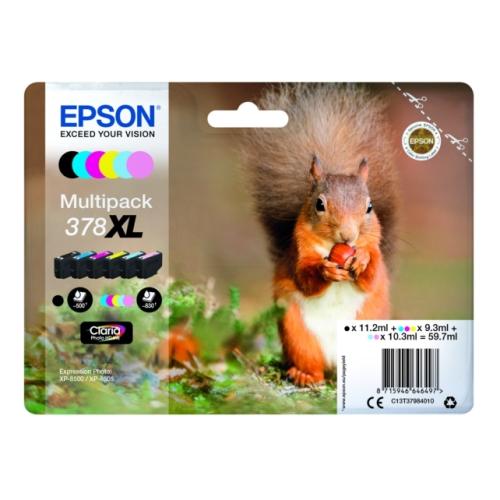 Epson Bläckpatron svart / cyan / magenta / gul / cyan foto / magenta foto (C13T37984010 / 378XL) (multipack, hög kapacitet)