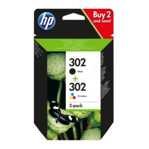 HP Bläckpatron svart / färg (X4D37AE / 302) (Tvåpack, multipack)