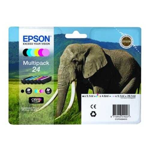 Epson Bläckpatron svart / cyan / magenta / gul / cyan foto / magenta foto (C13T24284011 / 24) (multipack)