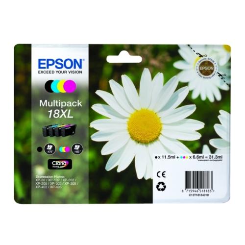 Epson Bläckpatron svart / cyan / magenta / gul (C13T18164012 / 18XL) (multipack, hög kapacitet)