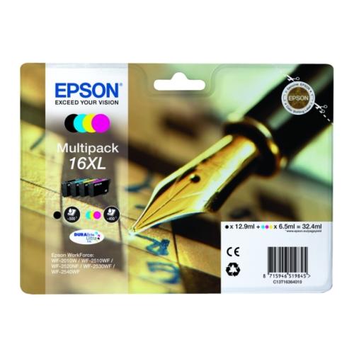 Epson Bläckpatron svart / cyan / magenta / gul (C13T16364012 / 16XL) (multipack, hög kapacitet)