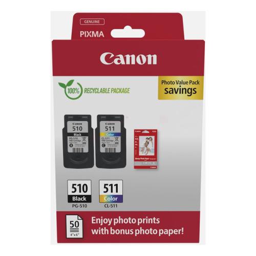 Canon Bläckpatron svart / färg (2970B017 / PG510+CL511) (Tvåpack, multipack)