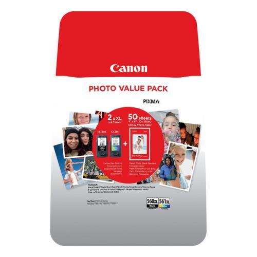 Canon Bläckpatron / Fotopapper svart / färg (3712C008 / PG560XL+CL561XL) (Tvåpack, multipack)