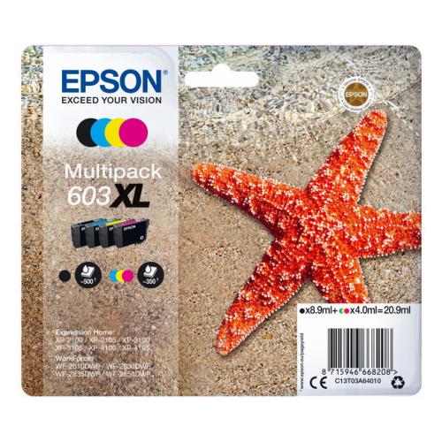 Epson Bläckpatron svart / cyan / magenta / gul (C13T03A64010 / 603XL) (multipack, hög kapacitet)